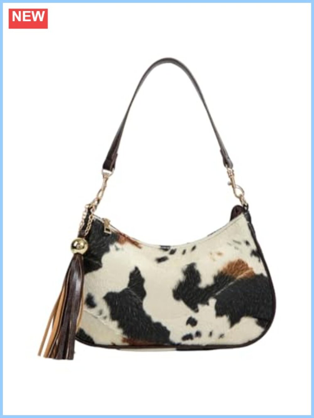 Faux Fur Cow Print Shoulder Bag Retro Y2K Vintage Handbag